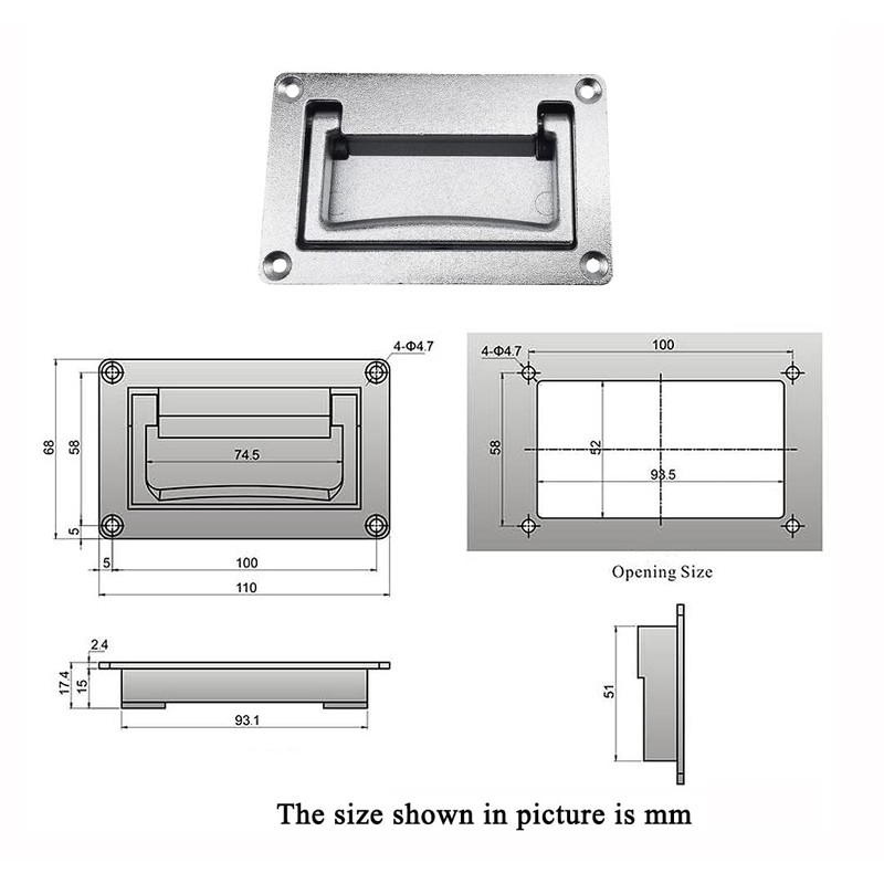 Induschoice Recessed Drawer Handle Made of Zinc Alloy Zinc Alloy