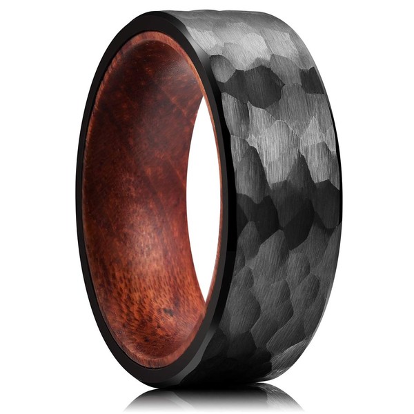 King Will 8mm Mens Black Tungsten Carbide Ring Inner Hole