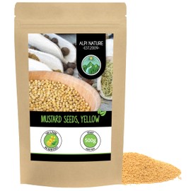 Mustard seeds (500g, 1.1lb), yellow and white 100% natural, gently dried, mustard seeds natural without additives, vegan