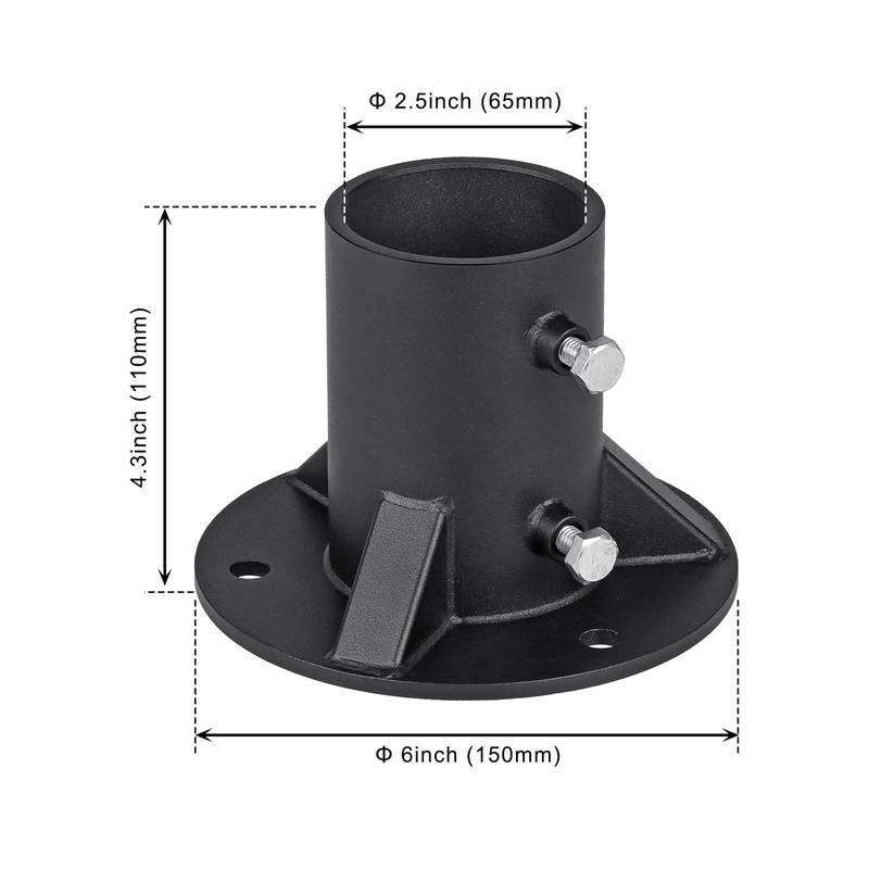 Insaga Chain Link Fence Post Floor Flange 2 1/2", Heavy