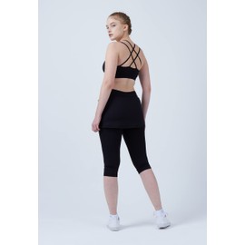 Sportkind Girls' and Women's Tennis Hockey Running 2-in-1 Skirt with Leggings, black