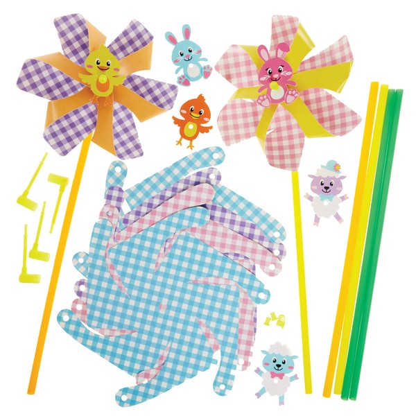 Baker Ross FX539 Easter Windmill Kits - Pack of 6, Easter Craft kits for Kids