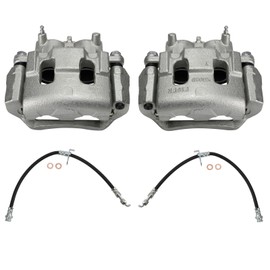 TRQ Front Brake Caliper Set Brake Hose Compatible with 2007-2014 Ford Edge 2007-2015 Lincoln MKX