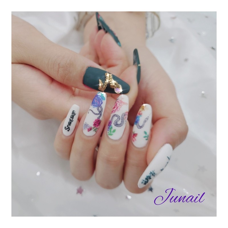 ⭐️ Snake handmade nail tips ✨ - Short Almond /