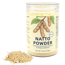 Freeze-Dried Natto Powder - Japanese Fermented Soybean Superfood with Probiotic, Prebiotic & Vitamin K, Vegan, Non-GMO, Low Sodium for Daily Wellness, 3.53oz (100g)