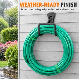 Wall-Mounted Garden Hose Holder – Black Metal Hose Hanger for Garden, Garage, and Outdoor Storage