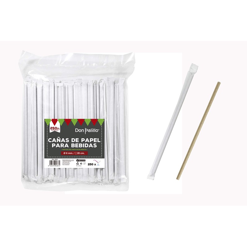 Don Palillo - 250 Paper Straws Individually Wrapped Kraft Paper