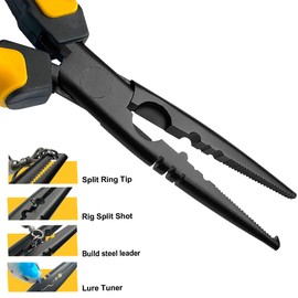 Viganoc 7-inch Fishing Pliers with Rust-resistant Teflon Coating, Fresh/Sea Fishing Tools, Comfortable Grip Fishing Gear for Fishing Trips