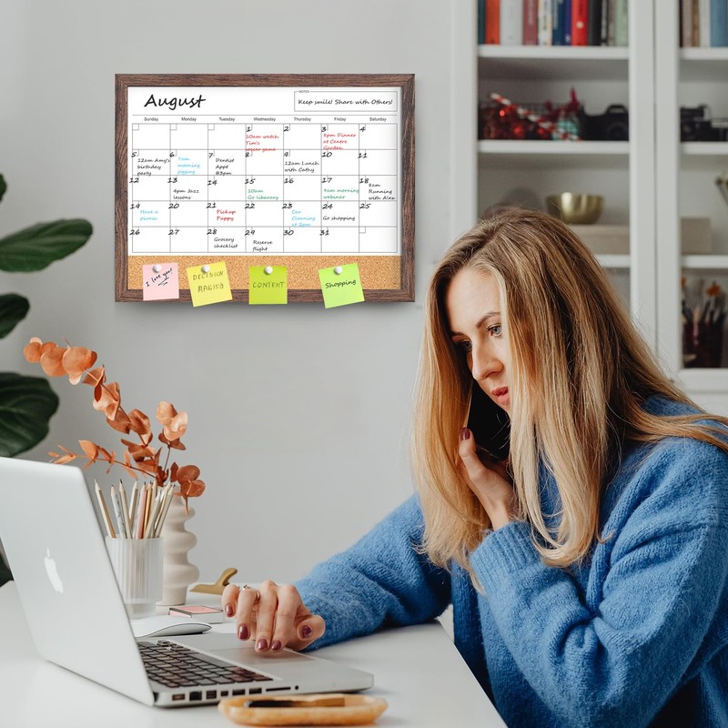 Calendar Whiteboard for Wall, 17x13 Inches White Board Calendar Dry