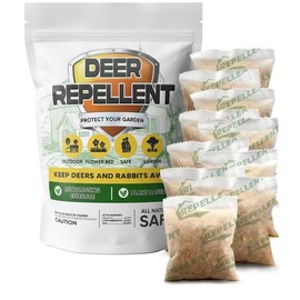 Deer Repellent, Rabbit Repellent Outdoor, Deer Deterrent for Plants, Bunny Repellant for Garden & Yard, Keep Deer, Rabbit, Elk, Hares Away, Protect Flower, Fruit & Last for 90 Days-10P