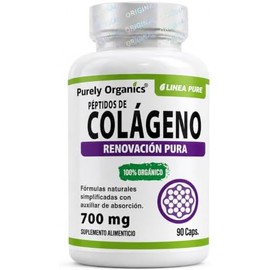 Peptidos de Colageno en cápsulas 700 mg con Piperina, Alta absorión con Ingredientes Naturales.  Purely organics 90 Cápsualas