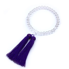 Women's Genuine Crystal, Fujiun, Pure Silk, Abbreviated Prayer Beads, Funeral, Memorial Work, Juzu, Approx. 0.3 inches (7 mm), Genuine Crystal 02 Prayer Bag