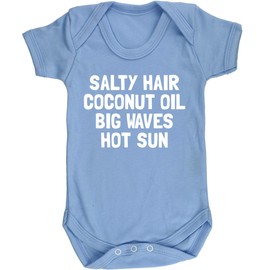 Hippowarehouse Salty Hair Coconut Oil Big Waves hot Sun Baby Vest Bodysuit (Short Sleeve) Boys Girls