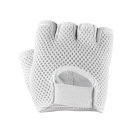 Mesh Net Training Gym Gloves White Finger Less Gloves for Weight Lifting, Cross Training, Calisthenics, Cycling and Other Sports (Large)