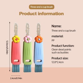 3 in 1 Cup Lid Cleaning Brush Portable Multifunctional Cleaning Brush Crevice Cleaning Brush Bottle Cleaner Brush for All Kinds of Cups and Bottles, Home Kitchen Cleaning Tools（3 Pack