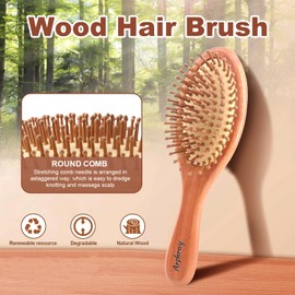 Arshray Natural Red Eucalyptus Bamboo Paddle Hairbrush for Women,Reduces Static Electricity,Has Air Holes in the Middle of the Comb,and Handles Tangled,Dry and Tangled Hair
