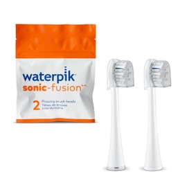 Waterpik Waterpik Genuine Compact Replacement Brush Heads With Covers for Sonic-Fusion Flossing Toothbrush SFRB-2EW, 2 Count White