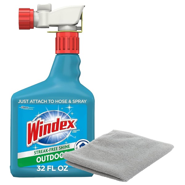 PURPUR Cloth & Windex Outdoor Glass & Patio Cleaner Bundle