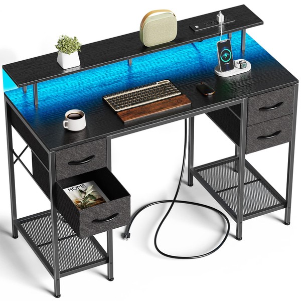 Huuger 47 inch Computer Desk with 4 Drawers, Gaming Desk