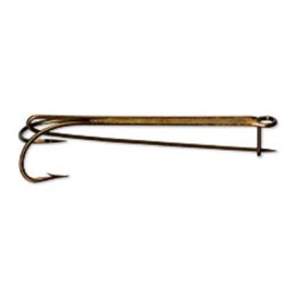 Mustad Classic Double Live Bait/Liver Hook with Extra Long Shank and Safety Pin (Pack of 10), Bronze, 2/0, 7904-BR-2/0-10