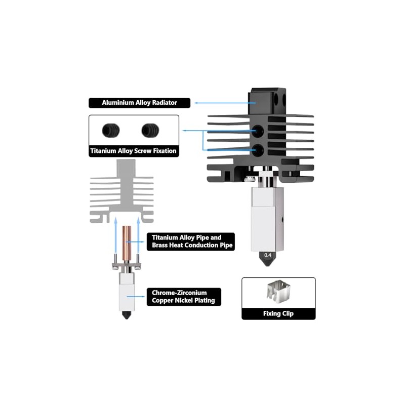 TZ2.0 Pro Hotend de 0,4 mm para Bambu Lab P1S/P1P,