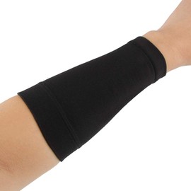 Chrontier Single Lower Arm Tattoo Cover UP Sleeve Wrap Non Slip Concealer Wrist Compression Support Band Brace Carpal Tunnel Muscle Joint Pain (Black,8.3"-9.4")