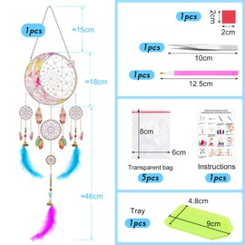 HonGien Hanging Dectorative Dream Catcher, Dreamcatcher with Bells and Feathers, Colorful Dream Catcher for Sweet Dream, Valentine's Day and Wedding Gifts, for Girls Boys Bedroom Decoration