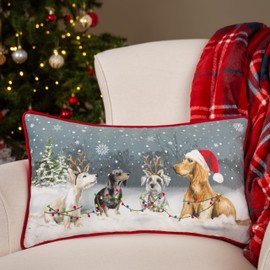 Evans Lichfield Christmas Dogs Piped Cushion Cover