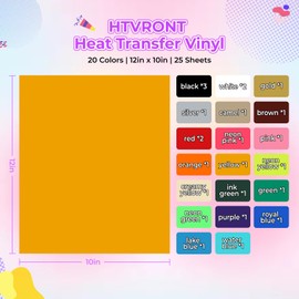 HTVRONT Heat Transfer Vinyl - 25 Packs HTV Vinyl for T-Shirts