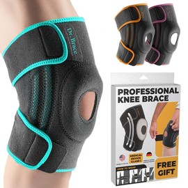 DR. BRACE ELITE Knee Brace with Side Stabilizers and Patella Gel Pads - Maximum Support for Men and Women - Color: Earth, Size: Medium