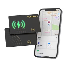 VOCOlinc Air Tag, Card Type, Ultra Thin 0.063 inches (0.16 cm), Wireless Charging Compatible, Anti-Loss Tag Card (Apple Find My iOS Only), Anti-Forgetting Tag, Smart Tag, Bluetooth Tracker, Wallet