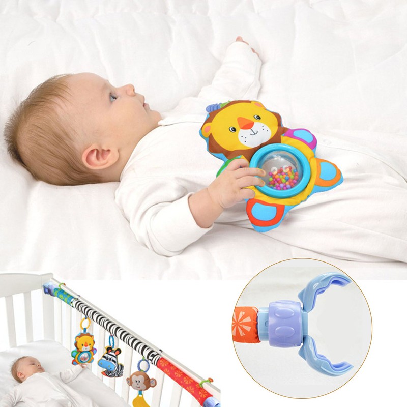 Infant Baby Stroller Car Clip Hanging Rattle Ring Bell Crib