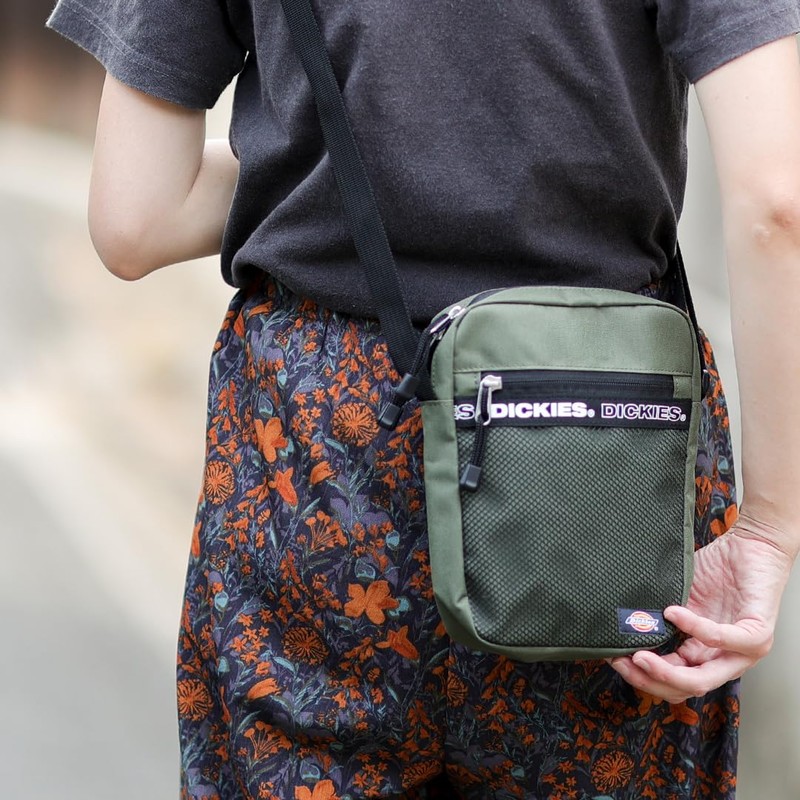 Dickies Women's Men's Logo Tape Square Shoulder Bag, Khaki