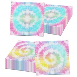 Tie Dye Birthday Party Decorations,40 Pcs Colorful Disposable Tie Dye Hippie Paper Napkins,Rainbow Birthday Napkin for Baby Shower Birthday Picnic Party