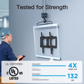 PERLESMITH UL Listed TV Mount for Most 32-82 inch TV, Universal Tilt TV Wall Mount Fits 16”- 24” Wood Stud with Loading 132 lbs & Max VESA 600x400mm, Low Profile Flat Wall Mount Bracket PSLTK1