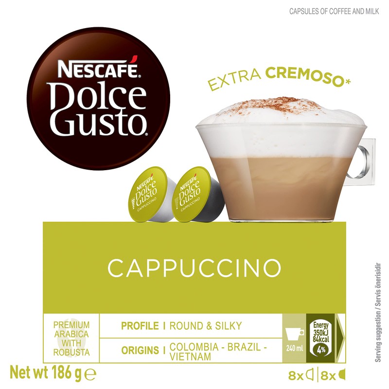 NESCAFÉ DOLCE GUSTO Cappuccino Coffee Capsules Box of 16 servings