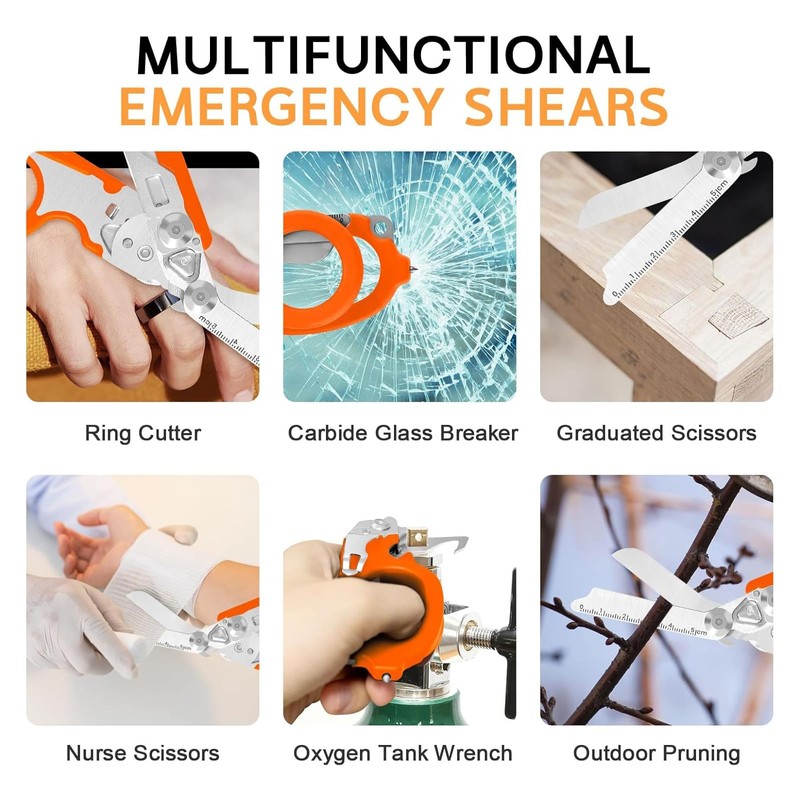 Rescue Scissors, Trauma Scissors, 6-in-1 Foldable Trauma Scissors, Emergency Scissors,