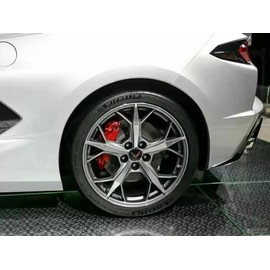 Set of 4Pcs Wheel Center Cap Replacement for 2014+ C7 Corvette Stingray Center Caps w/Crossed Flag Logo 68mm 2.7" 23217059 (Chrome White)