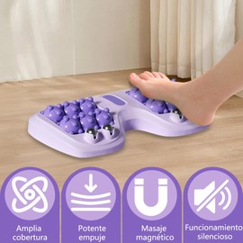Masajeador de Pies Portátil de Doble Rodillo, Rodillo Masajeador de Pies para Acupresión y Reflexología, Alivio de Fascitis Plantar, Dolor de Arco, con Mapa de Reflexología y Barra de Masaje (Púrpura)