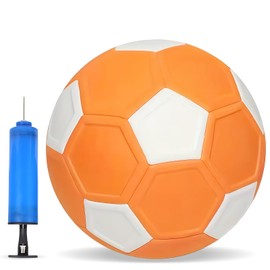 GOEDCH Football Curve Ball: Size 5 EVA Rubber Curve Ball, Lightweight Curve Ball, Orange and White Curved Rubber Football with Pump and Needle, Footballs for Training Indoor and Outdoor