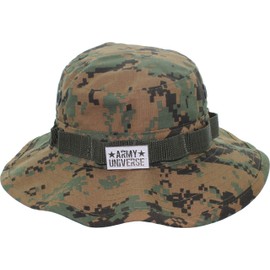 Army Universe Woodland Digital Camouflage Tactical Boonie Hat Bucket Wide Brim Cap, Size Large 7 ½