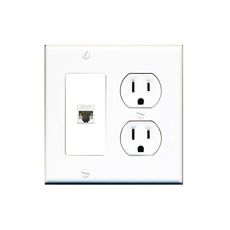 RiteAV (2 Gang Decorative 15 Amp Round Power Outlet Cat5e