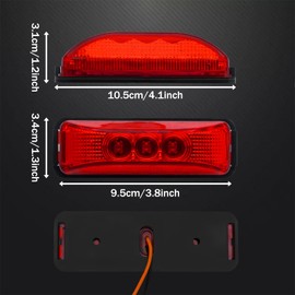 Biqiure 6PCS Trailer Side Marker Light Red,4 Inch 3-LED Side Marker Indicator Light Front Rear Side Position Lamps 12V 24V Clearance Light for Truck Camper Van Lorry RV