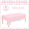 FuenteOrilla 4 Pcs Pink and White Checkered Tablecloths Waterproof Rectangle
