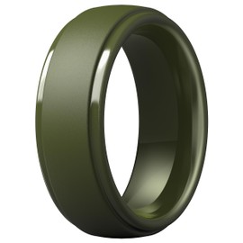 ThunderFit - Anillo de silicona para hombre, borde escalonado, alianza de goma, 10 mm de ancho, 2.5 mm de grosor, 6.5 - 7 (17.35mm)