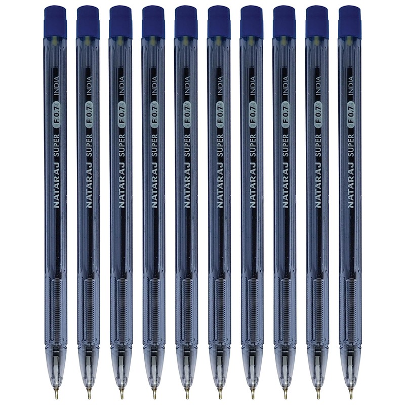 Nataraj Ballpoint Pens, Blue, Pack of 10, Point (0.7mm), Smooth