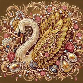 5D Diamond Painting Swan for Adults, DIY Diamond Painting Pictures, Diamond Art Set in Special Shape, Animals Diamond Painting for Beginners, for Home Decoration, Wall Decoration and Gift, 30 x 30 cm