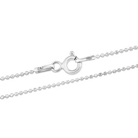 1mm Ball Diamond Cut Chain Link .925 Sterling Silver Chain Necklace 16 inches | Unisex Minimalist Daily Sterling Silver Necklace | Plain Chain Necklace for Anniversary Jewelry Gift | Sterling Silver Accessories