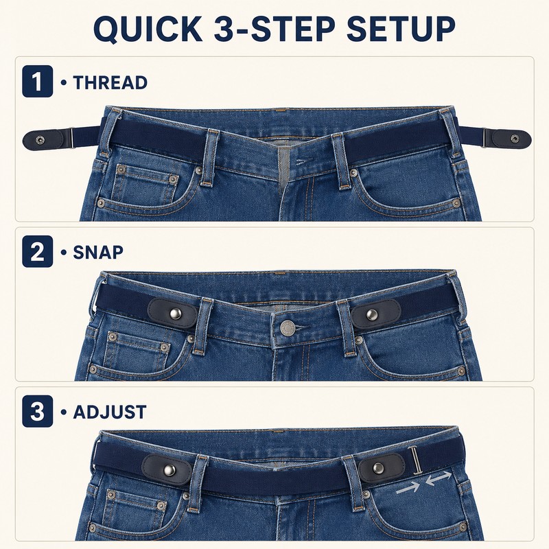 2-Pack No-Buckle Elastic Belts for Men & Women, Adjustable 1.38-Inch