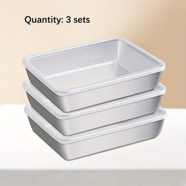 Stainless Steel Food Storage Containers for Kitchen Organization – 3-Piece Airtight Reusable Set for Fridge & Pantry